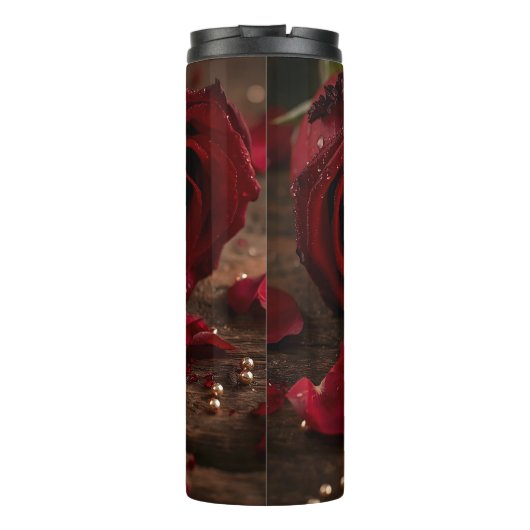 Romantic Red Rose Valentine Insulated Travel Water Thermosbeker (Achterkant)