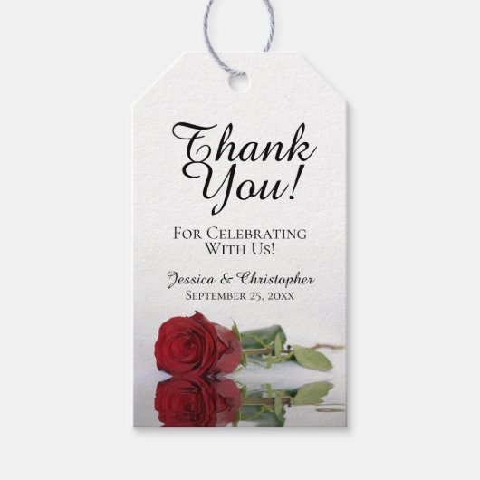 Romantic Red Rose Weddenschap Bedankt Cadeaulabel (Voorkant)