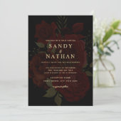 Romantic Red Rose Wedding Invitation Kaart (Staand voorkant)