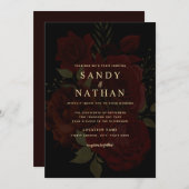 Romantic Red Rose Wedding Invitation Kaart (Voorkant / Achterkant)