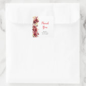 Romantic Red Roses Floral Birthday Party Vierkante Sticker (Tas)