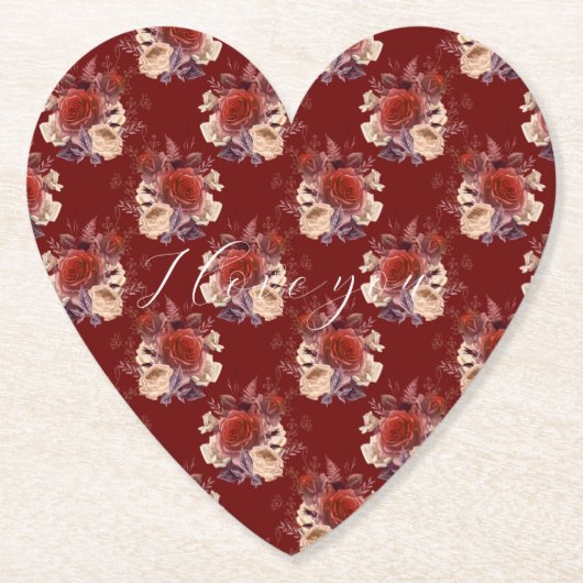 Romantic Red Roses Floral Kartonnen Onderzetters (Voorkant)