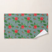 Romantic Red Roses Floral Pattern Green leest Bat Bad Handdoek (Handdoek)