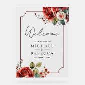 Romantic Red Roses Floral Wedding Welcome (Recto)