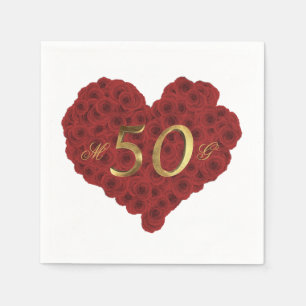 Romantic Red Roses Heart 50th Wedding Jubileum Servet