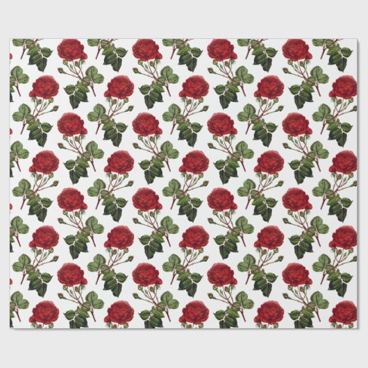 Romantic Red Roses Pattern Cadeaupapier (Vlak)