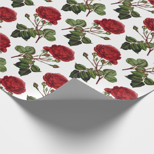 Romantic Red Roses Pattern Cadeaupapier (Hoek)