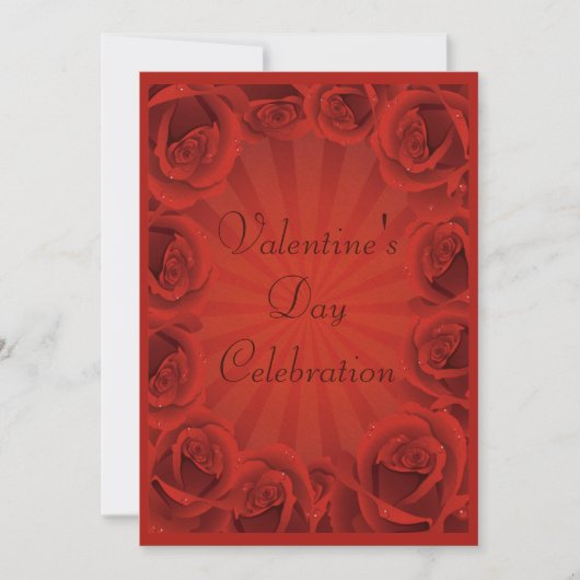 Romantic Red Roses Valentijnsdag Party Kaart (Voorkant)