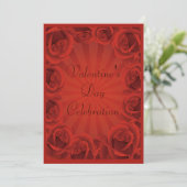 Romantic Red Roses Valentijnsdag Party Kaart (Staand voorkant)