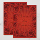 Romantic Red Roses Valentijnsdag Party Kaart (Voorkant / Achterkant)