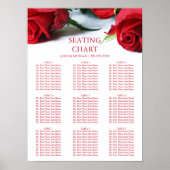 Romantic Red Roses Wedding Seating Chart Poster (Voorkant)
