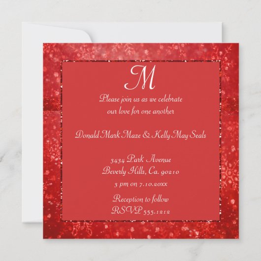 Romantic Red & Shimmer Snowflakes Weddenschap Kaart (Achterkant)