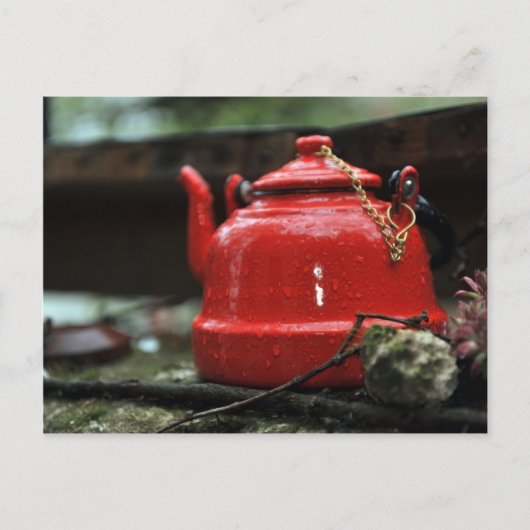 Romantic Red Tea Kettle Briefkaart (Voorkant)