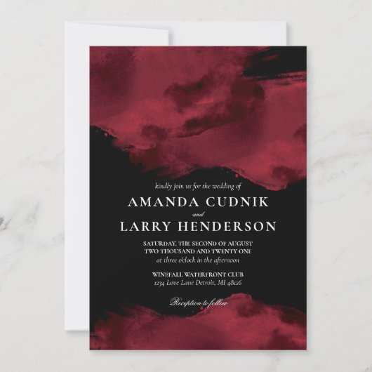 Romantic Red Waterverf Weddenschap Kaart (Voorkant)