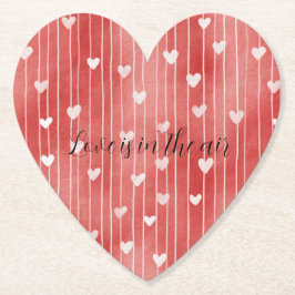 Romantic Red White Stripes Hearts Love Kartonnen Onderzetters
