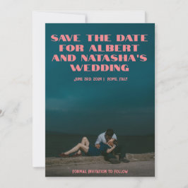 Romantic Retro Movie Poster Save the Date Kaart