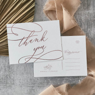Romantic Roos Gold Calligrafie Hartelijk dank Brie Briefkaart