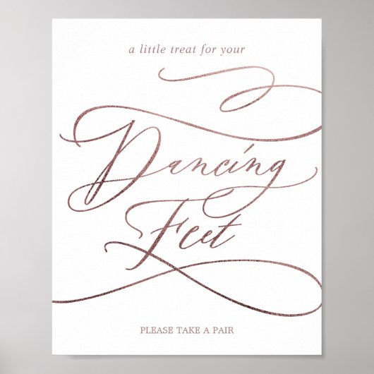 Romantic Roos Gold Calligraphy Danske Feet Sign. Poster (Voorkant)