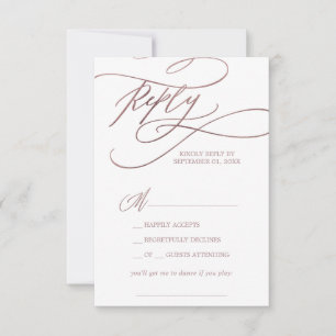 Romantic Roos Gold Calligraphy Song Request RSVP Kaartje