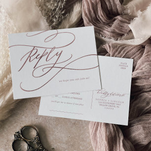 Romantic Roos Gold Calligraphy Song Request RSVP Uitnodiging Briefkaart