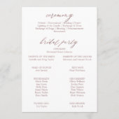 Romantic Roos Gold Calligraphy Wedding Programma (Achterkant)