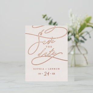 Romantic Roos Gold Foil en Blush Save the Date Folie Uitnodiging Briefkaart