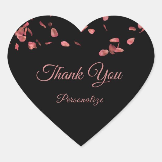 Romantic Roos Petals Dank je wel personaliseren Hart Sticker (Voorkant)