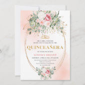 Romantic Rose Gold Blush Quinceañera Invitation (Devant)