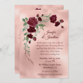 Romantic Rose Gold Floral Customizable Wedding Kaart (Voorkant / Achterkant)