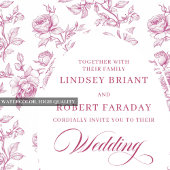 Romantic Rose Gold Floral Toile Wedding Invitation