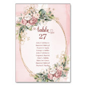 Romantic Rose Gold Flowers Greenery Table Numbers Kaart (Achterkant)