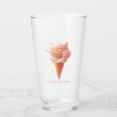 Romantic Rose: Miss Meow Pink Ice Cream Cone Art Glas (Voorkant)