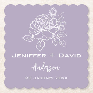 Romantic Rose Personalized Wedding/ Bridal Shower  Kartonnen Onderzetters