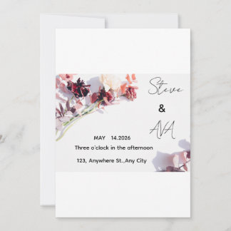 Romantic Rose Wedding Invitation | Soft Floral Ele Kaart