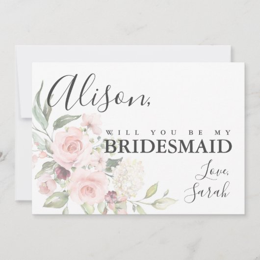 Romantic Roses Bridesmaid proposal Kaart (Voorkant)