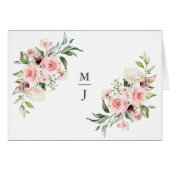 Romantic Roses Dusty Roos Wedding Place Card (Voorkant Horizontaal)
