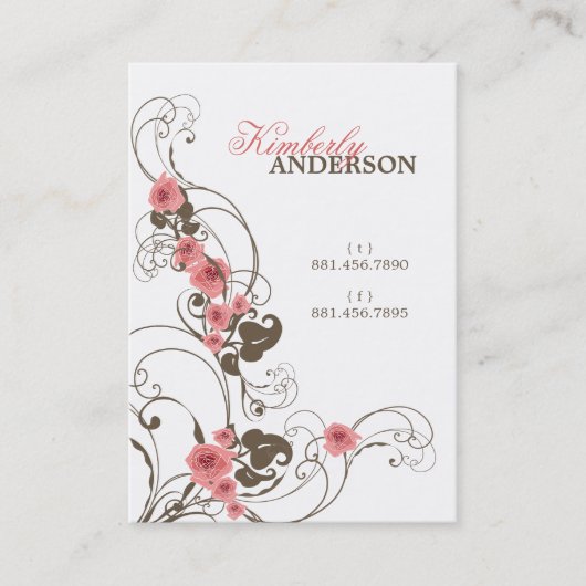 Romantic Roses Fleur Elegant Profile Card Visitekaartje (Voorkant)
