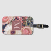 Romantic Roses Flower Bouquet Monogram Bagagelabel (Voorkant (horizontaal))