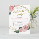 Romantic Roses Gold Wine Bachelorette Kaart (Staand voorkant)