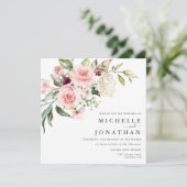 Romantic Roses Sage Green Wedding Invitation Kaart (Staand voorkant)