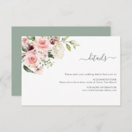 Romantic Roses Wedding Enclosure Card Informatiekaartje