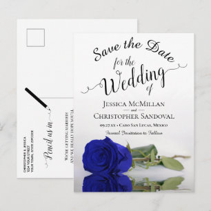 Romantic Royal Blue Roos Wedding Save the Date Aankondigingskaart