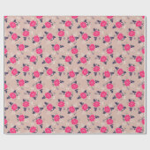 Romantic Roze beige Floral Pattern Cadeaupapier (Vlak)