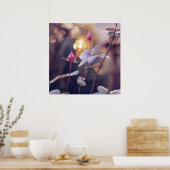Romantic Roze Buds in Sunset Bokeh Backlight Poster (Keuken)