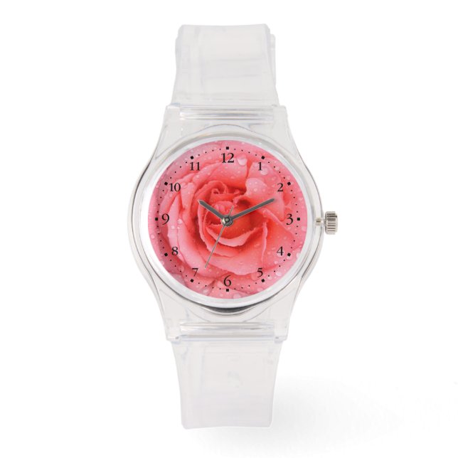 Romantic Roze druppels water Horloge (Voorkant)