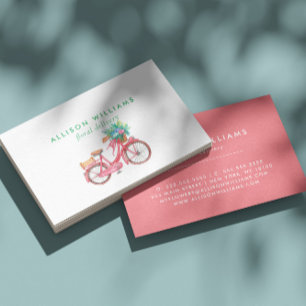 Romantic Roze fiets Floristry, bloemenwinkel Visitekaartje