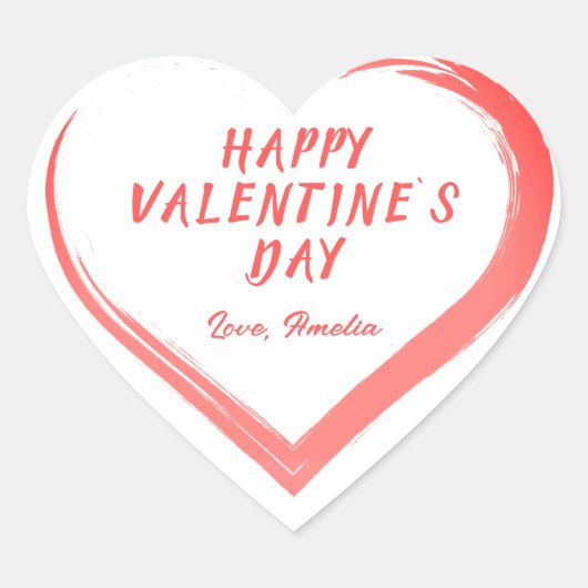 Romantic Roze hart van de valentijn op dag met naa Hart Sticker (Voorkant)