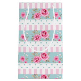 Romantic Roze & Mint Floral Rozen Patroon Klein Cadeauzakje