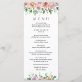Romantic Roze & Purple Flowers Weddenemenu Menu (Voorkant)