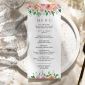 Romantic Roze & Purple Flowers Weddenemenu Menu